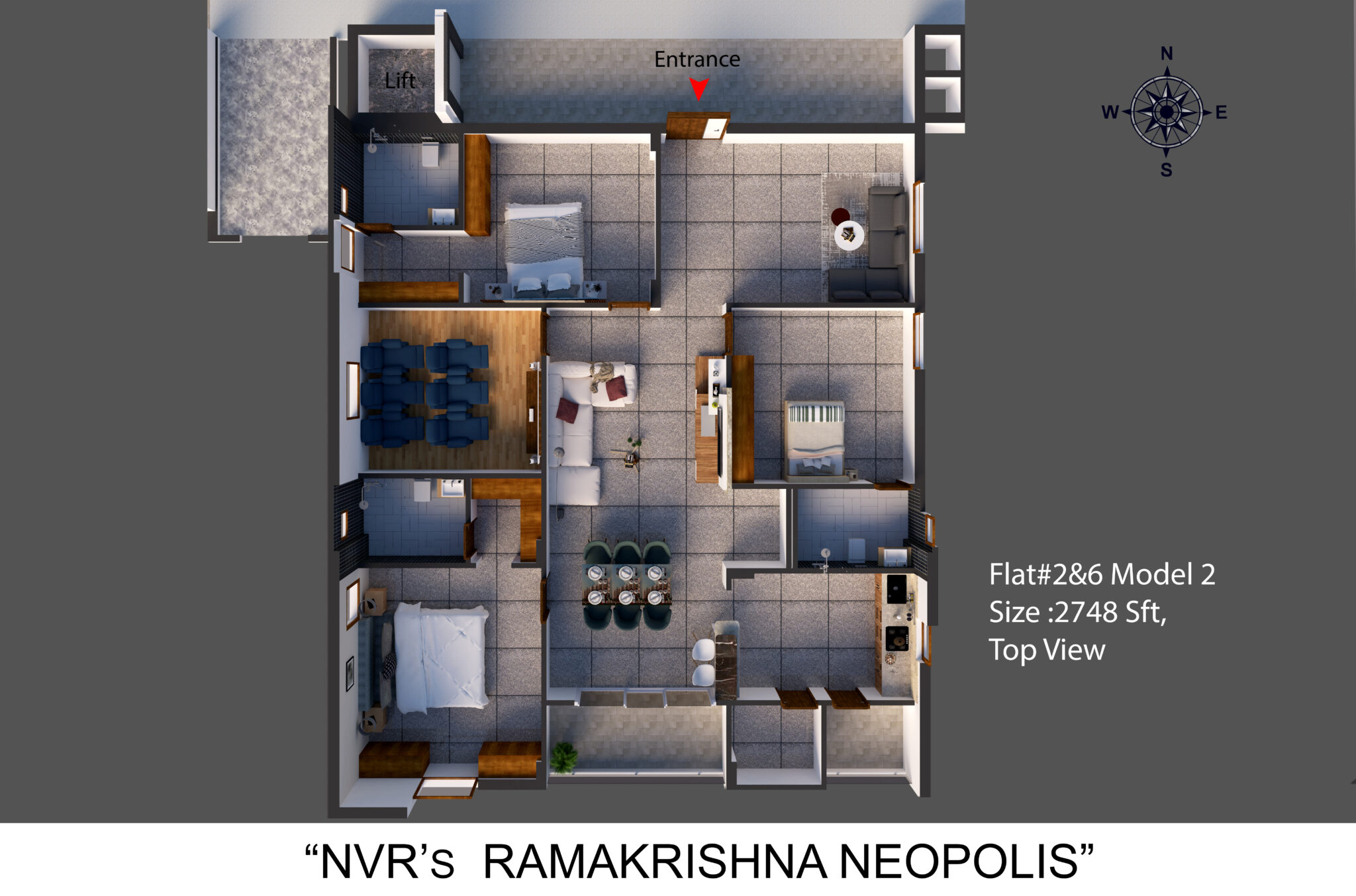 Flat-2,6 Top View