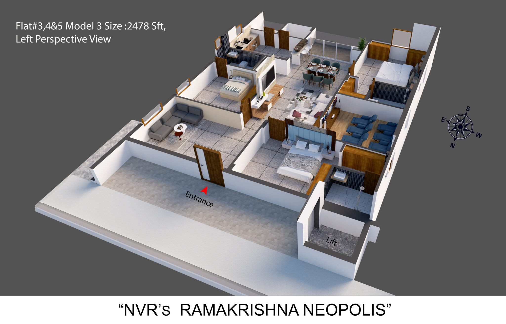 Flat-3,4,5 Left View